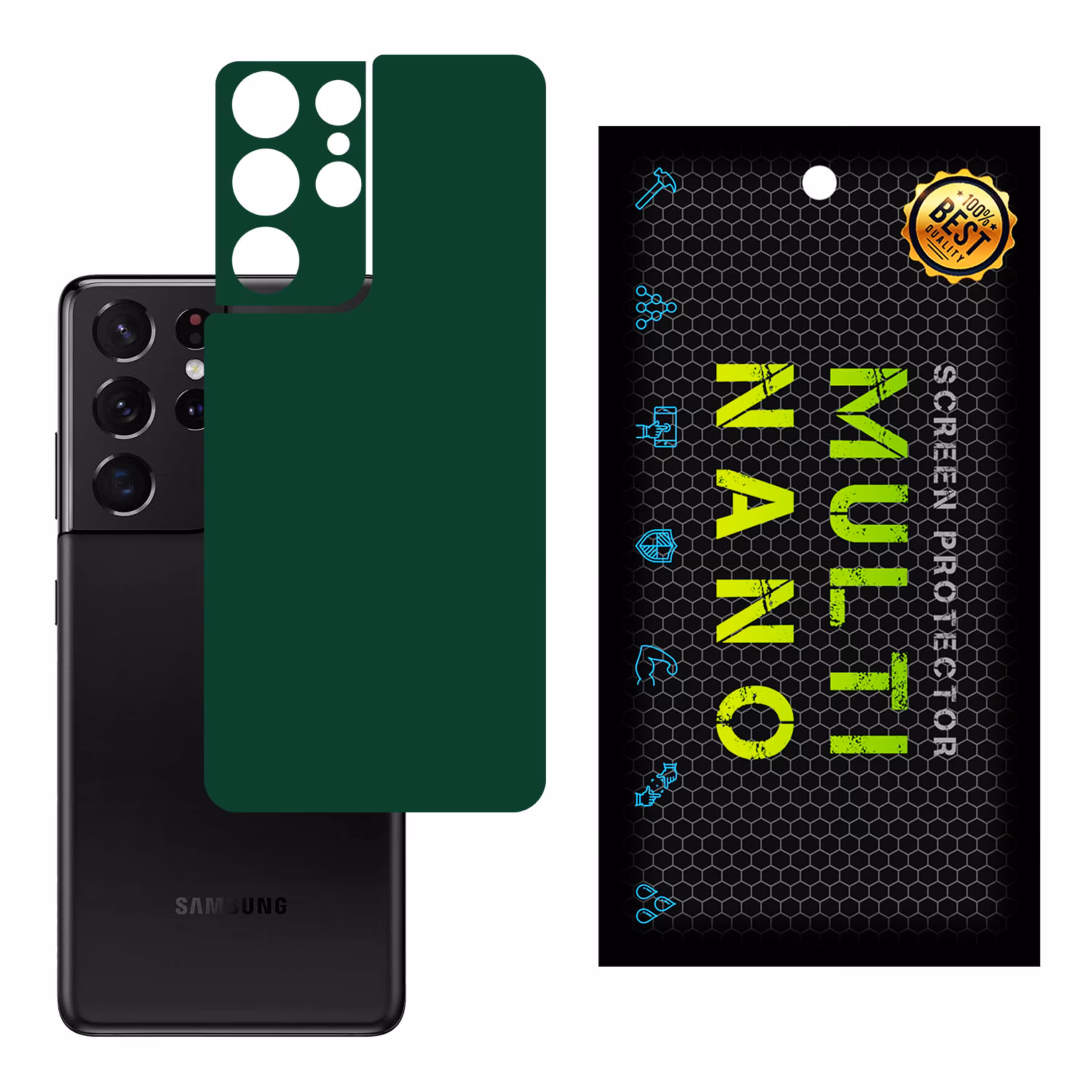 برچسب پوششی MultiNano مدل X-F1M-Green برای پشت موبایل سامسونگ S21 Ultra