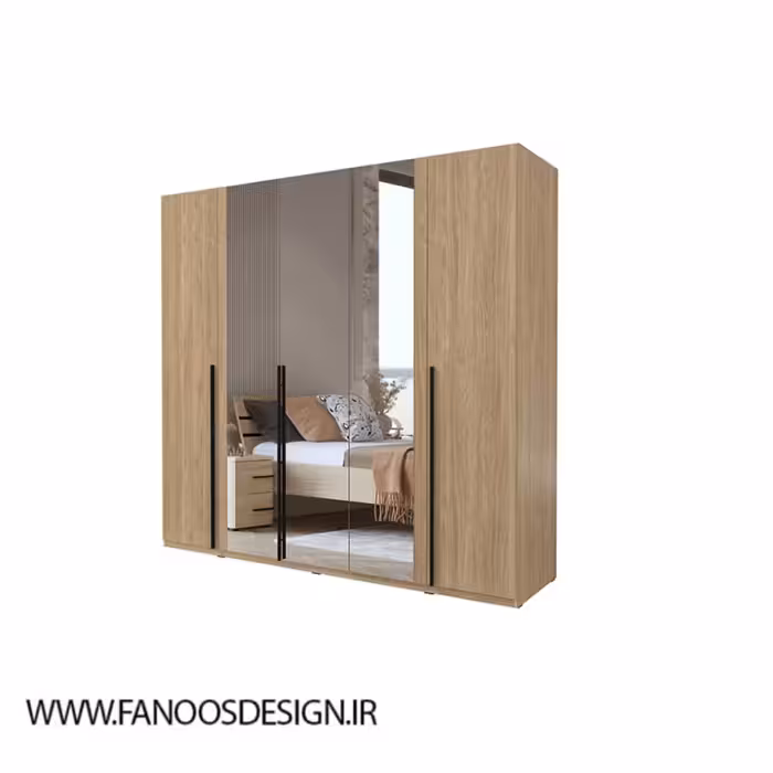 کمد لباس 6 درب وسط آینه سایز 225*210*59 کد 9009