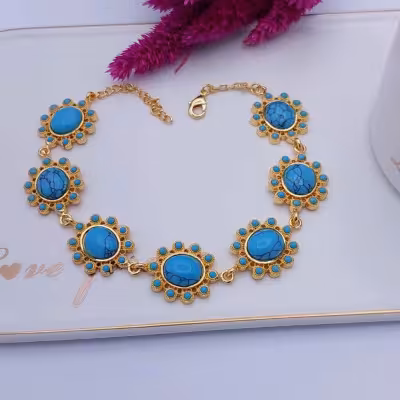 دستبند طرح طلا فیروزه جدید