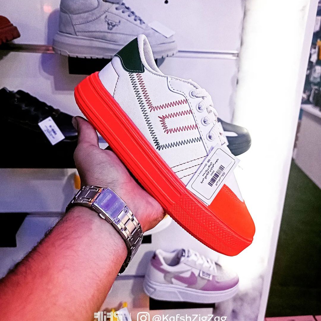 کتونی ونس گلدوزی f ، سایز 37-40 ، رنگ سفید نارنجی