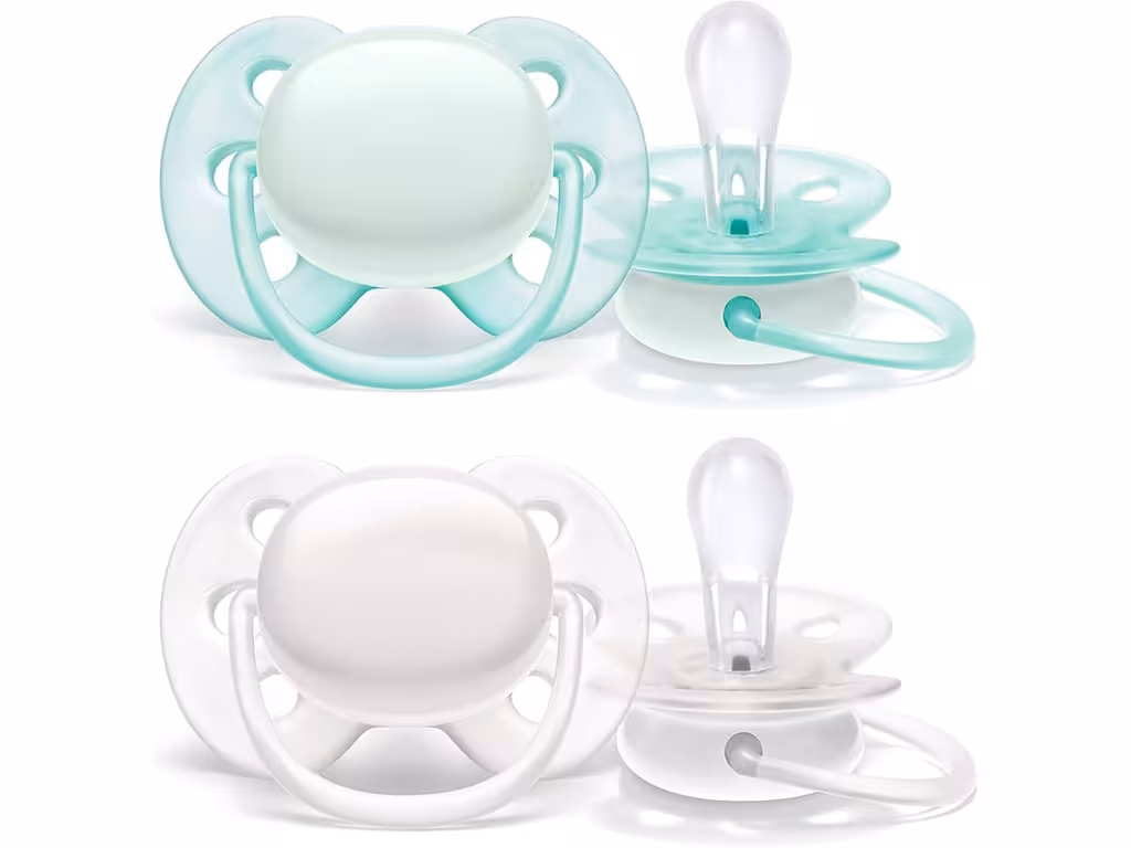 پستانک ارتودنسی دو عددی نوزادی 6-0 ماه مدل ultra soft فیلیپس اونت philips avent