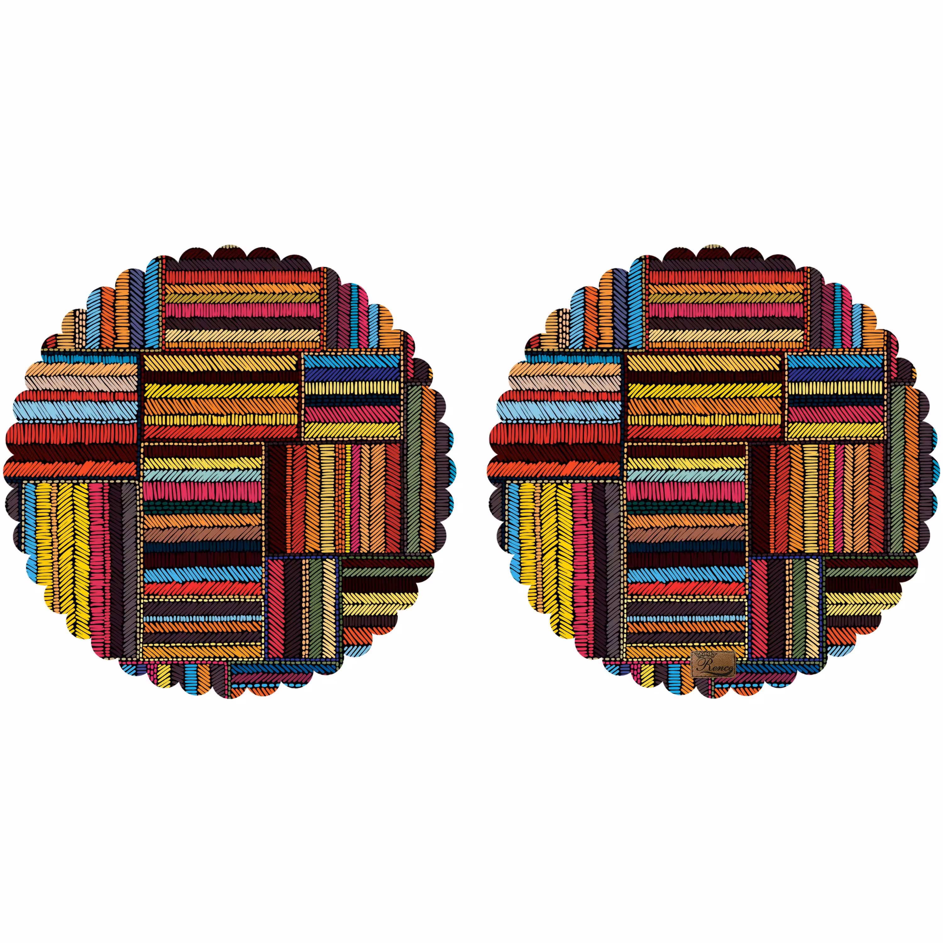 رومیزی مخمل طرح رنگی دو عدد سایز 40 در 40 مدل T4-546 شرکت رنس