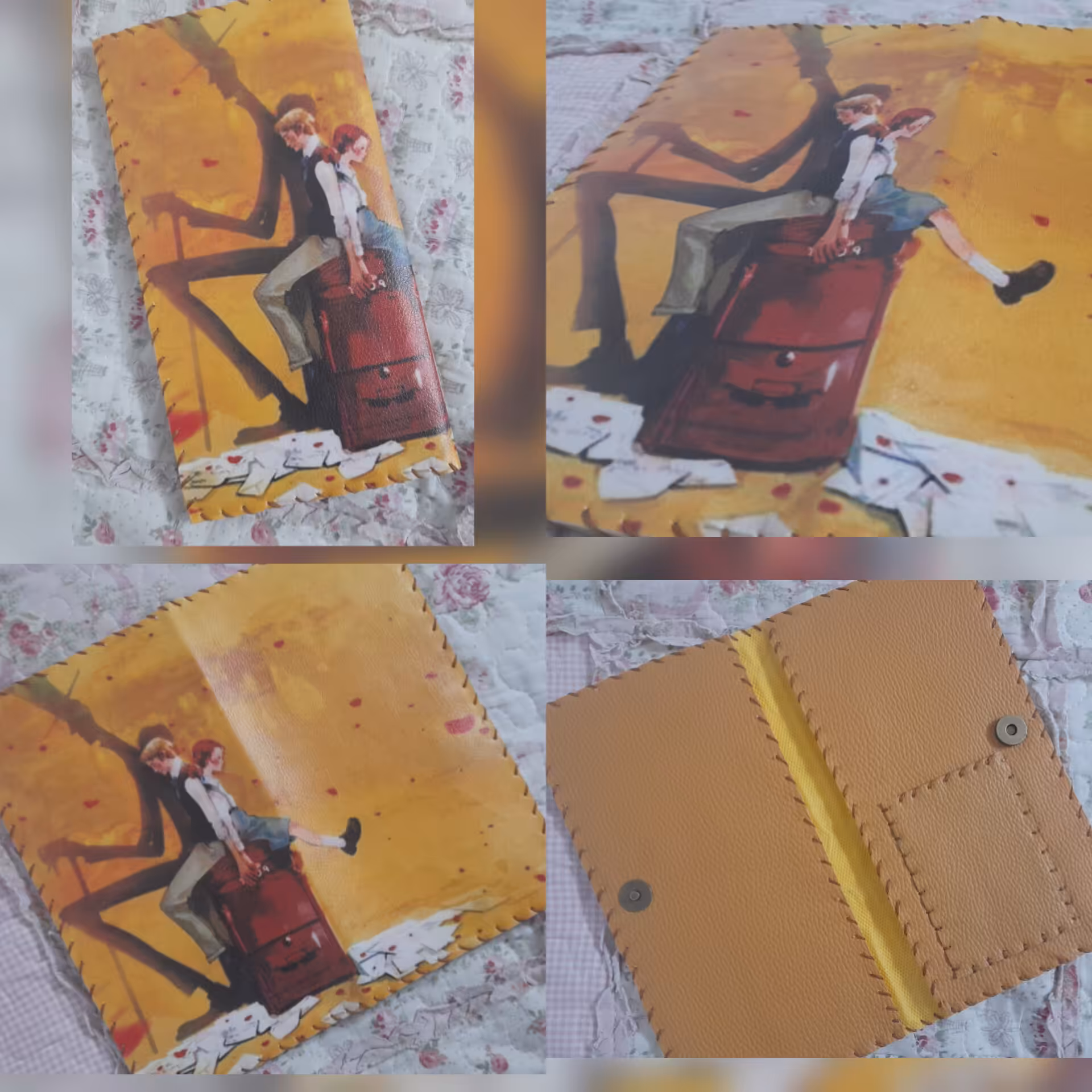 کیف پول چرم مصنوعی دست دوز طرح جودی 