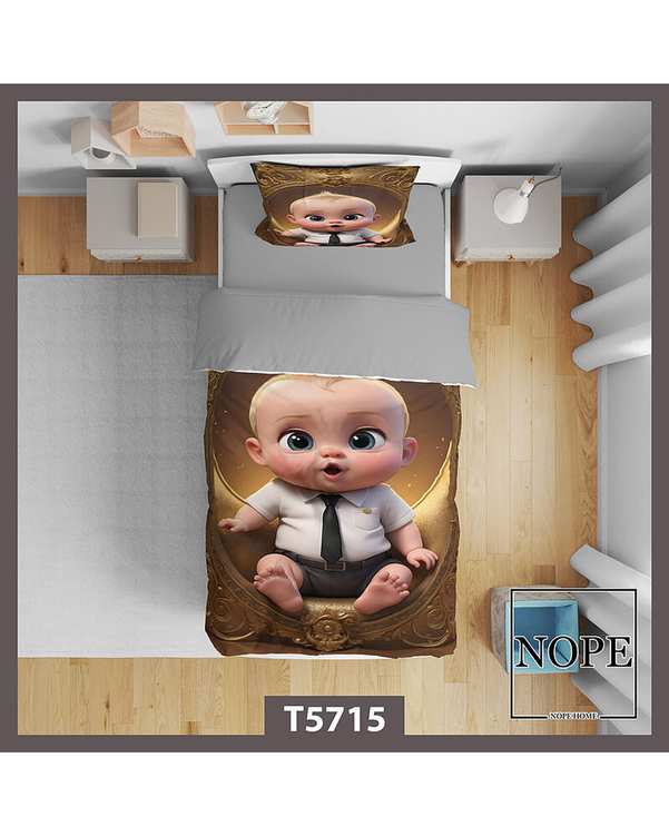 سرویس لحاف روتختی کودک یک نفره 5 تکه نوپه هوم Nopehome طرح بچه رئیس کد T5715