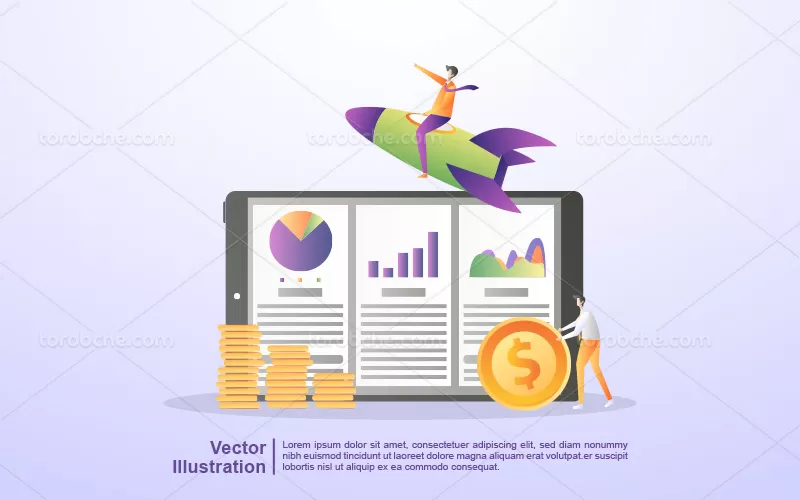 وکتور مفهومی استارتاپ مالی | گرافیک با طعم تربچه