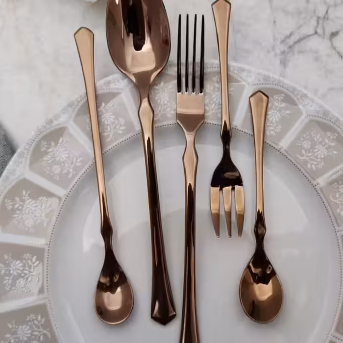 سرویس 6و12 نفره قاشق چنگال رزگلد