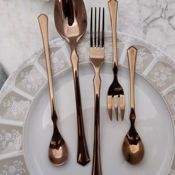 سرویس 6و12 نفره قاشق چنگال رزگلد