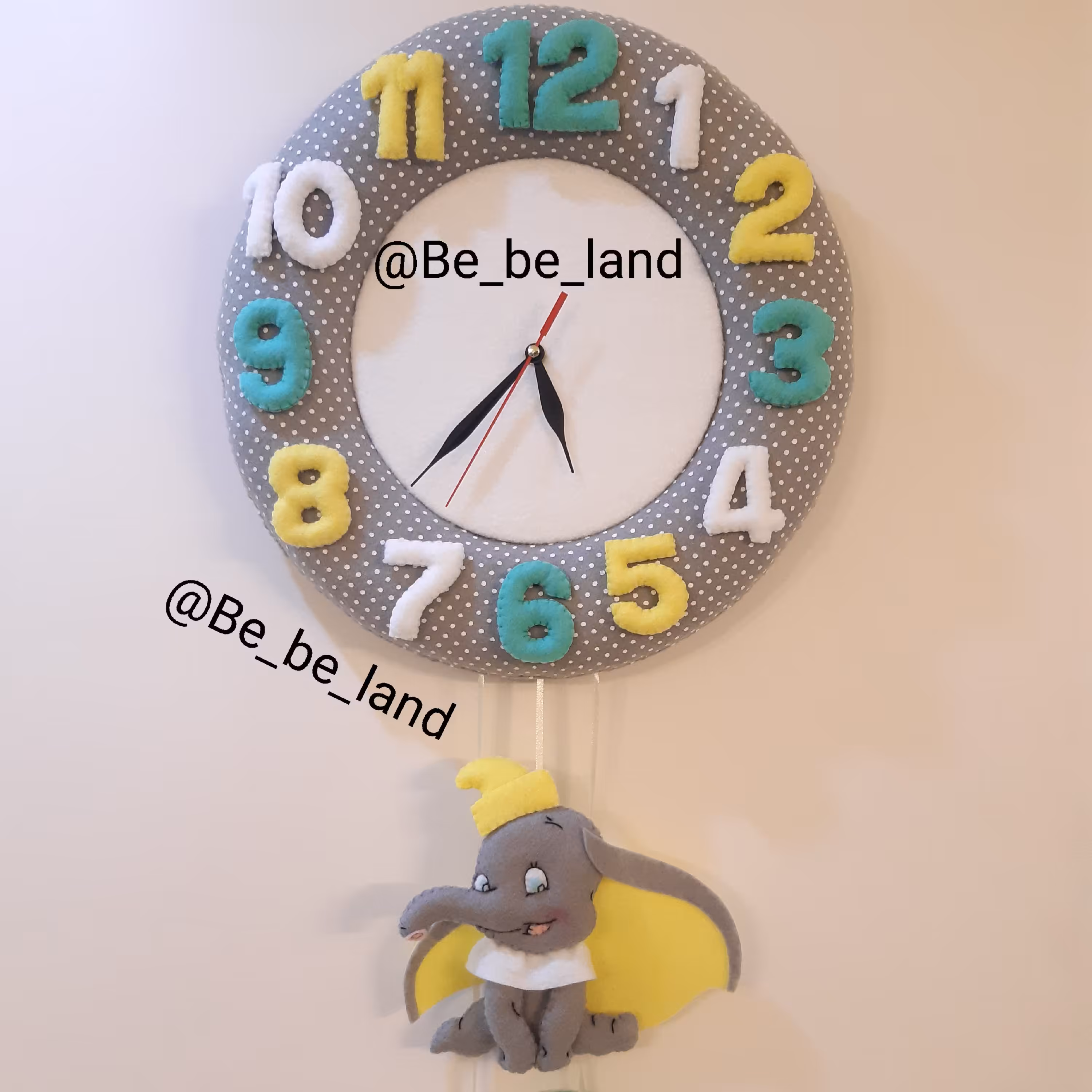 ساعت دیواری طرح فیل دارای موتور بی صدا و مناسب اتاق کودک و نوجوان