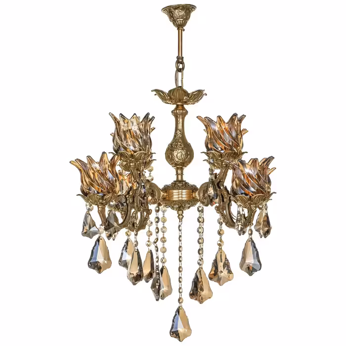 لوستر 8 شعله کلاسیک برنزی شاهان کد 6030 جنس برنز گارانتی 3 ساله 