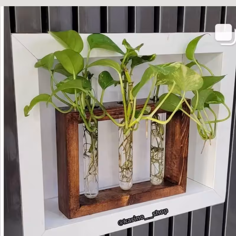 استند شیشه ای 3 لول طرح ایستاده چوبی  و آویزی جنس چوب نراد روس 