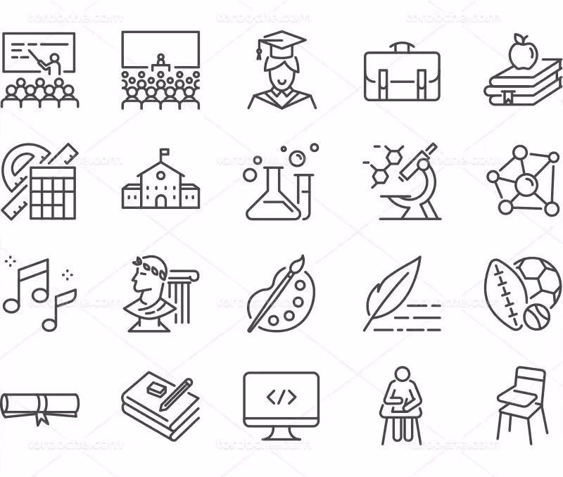 وکتور ست آیکون آموزشی و تحصیلی | گرافیک با طعم تربچه