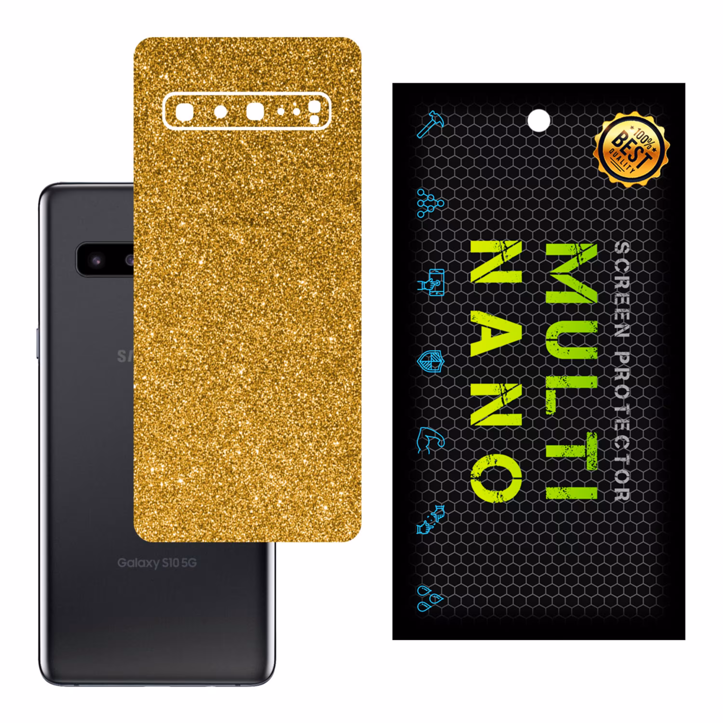 برچسب پوششی MultiNano مدل X-G1F-Gold برای پشت موبایل سامسونگ S10 5G