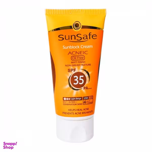 ضد آفتاب رنگی فاقد چربی SPF35 بژ روشن سان سیف حجم 50 میلی لیتر