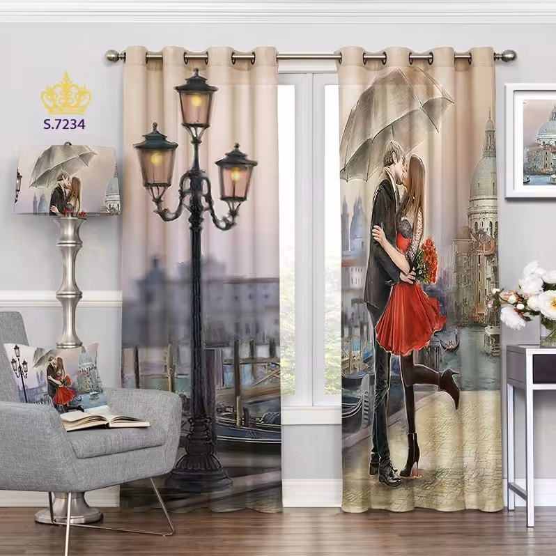 پرده پذیرایی دو قواره طرح مدرن کد S7234