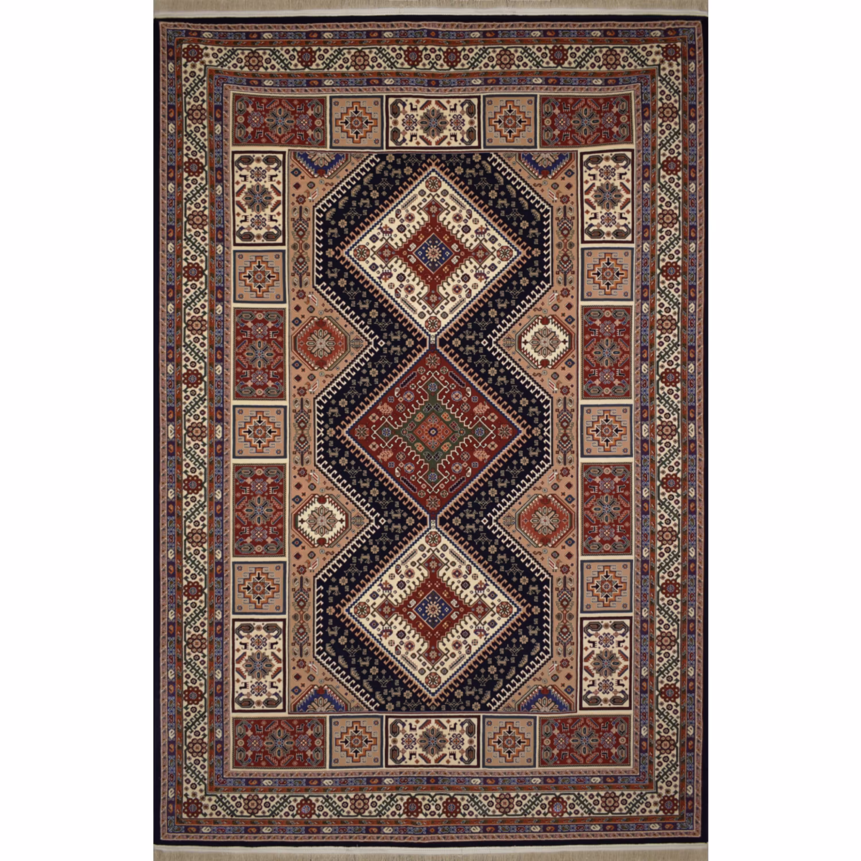 گبه ماشینی افرند زمینه سرمه ای کد 814 (چهار متری)