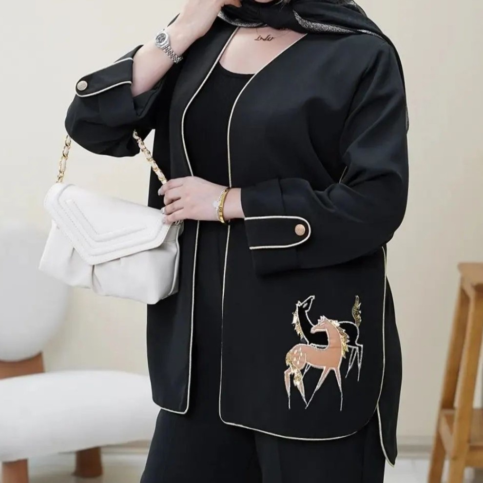 کت مغزی دوزی طرح اسب مشکی