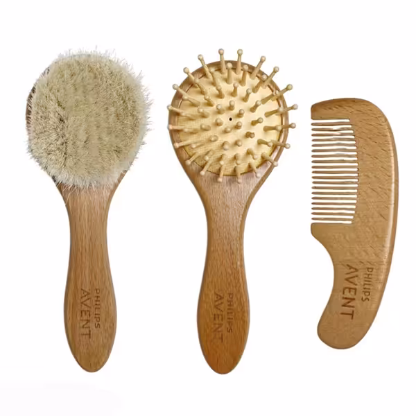 ست شانه برس چوبی اونت سه تکه مدل دایره ای avent