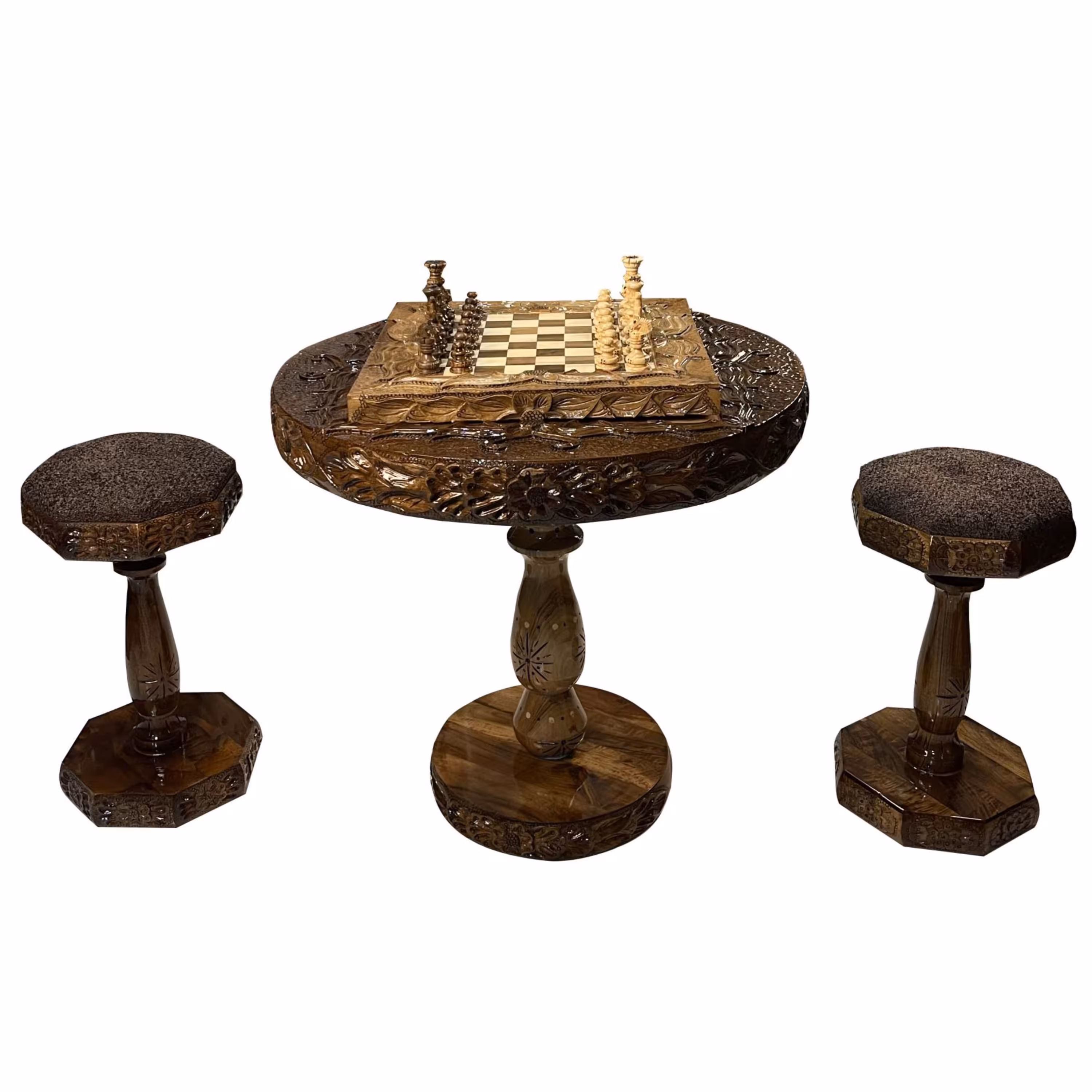 میز و صندلی شطرنج مدل تمام منبت کد 4528