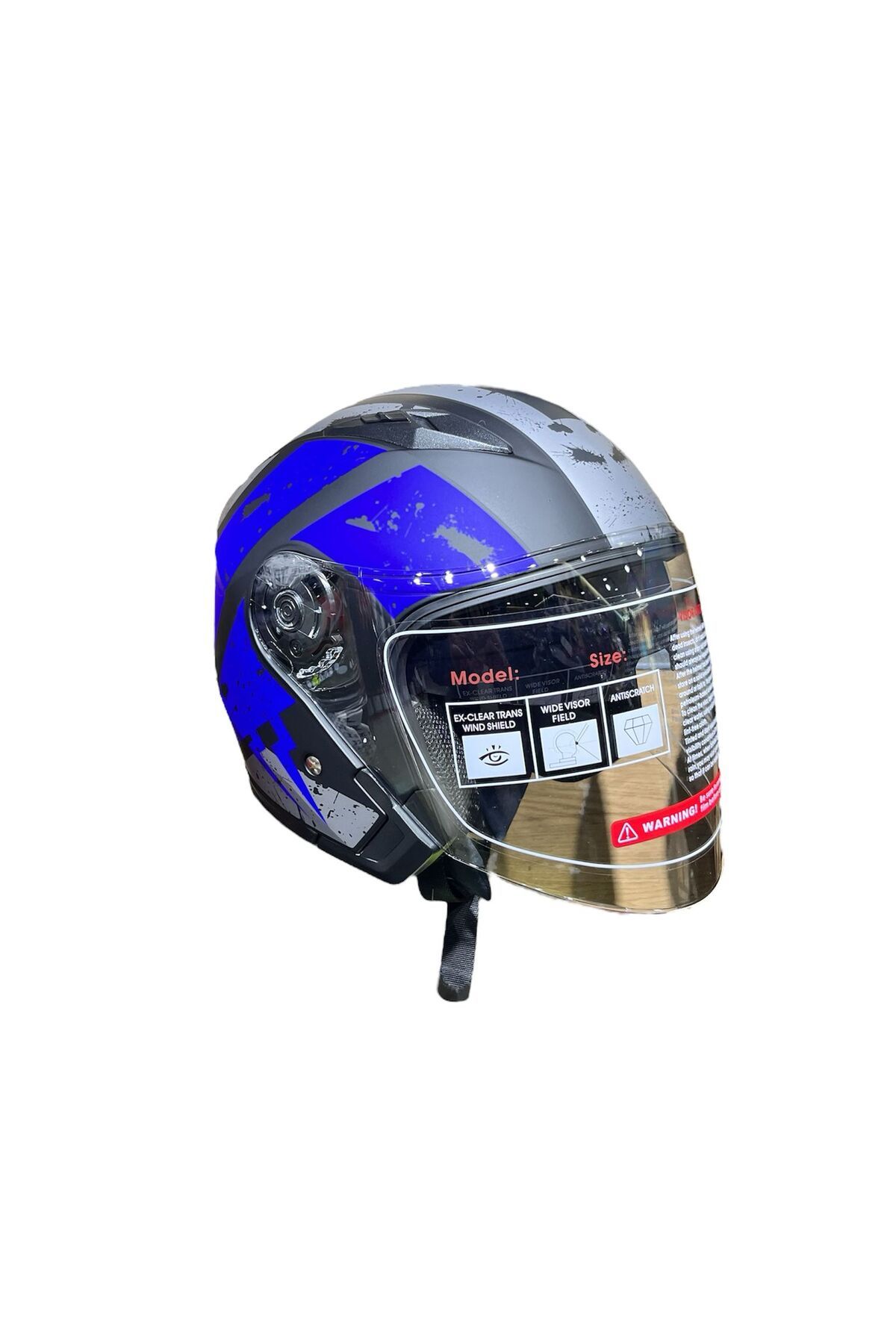 کلاه کاسکت موتورسیکلت آبی MOTOTHESIS باز نیمه موتور سیکلت SUN VIZOR JK 526 JK20