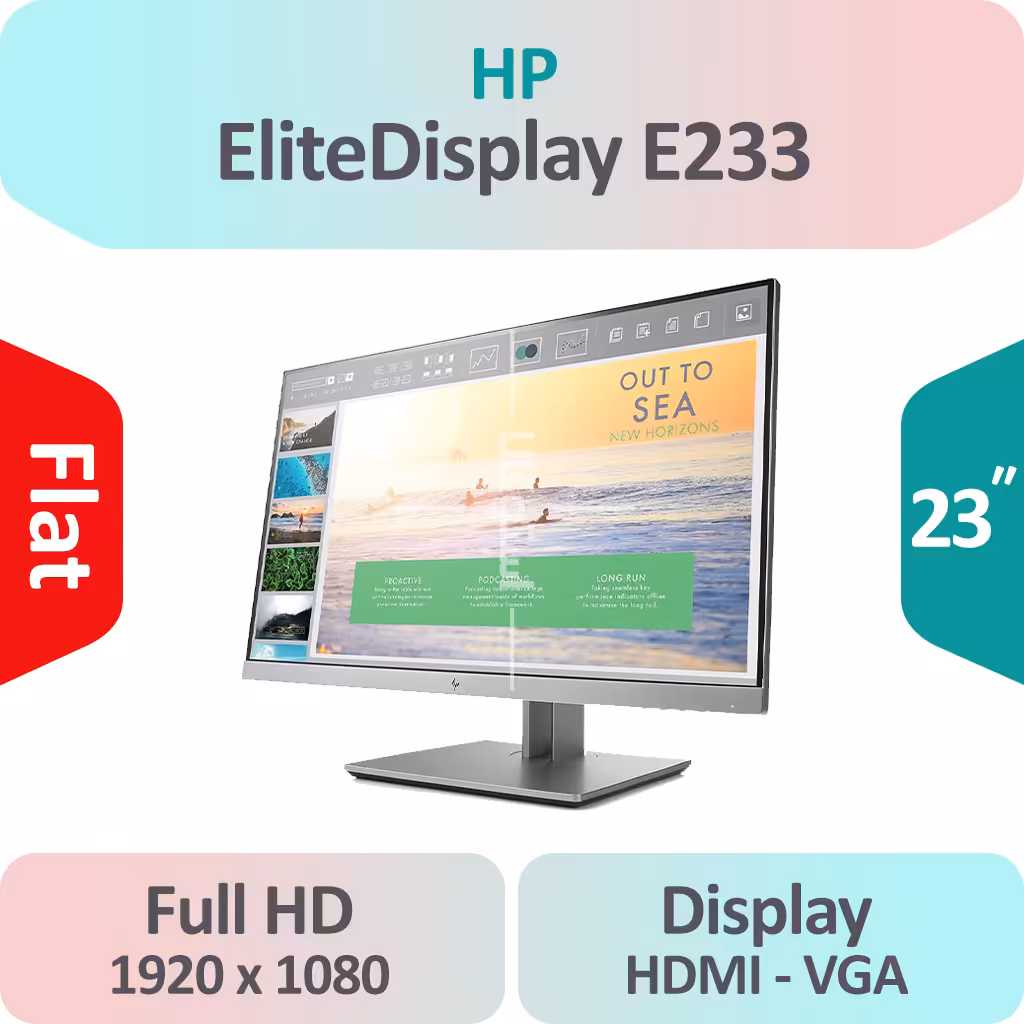 مانیتور استوک HP EliteDisplay E233 سایز 23 اینچ IPS فریم لس