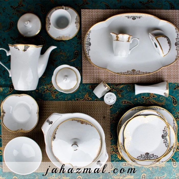 سرویس چینی پردیس طرح کارتیه 104 پارچه کد 1004