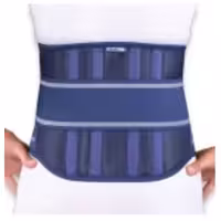 کمربند طبی  آتل دار  ( 4 عدد آتل نرم ) تنی یار  همراه با کش دوبل رنگ سورمه ای 