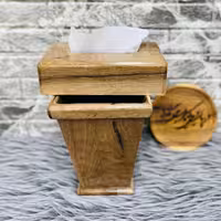 سطل و جای دستمال چوبی تمام گردو