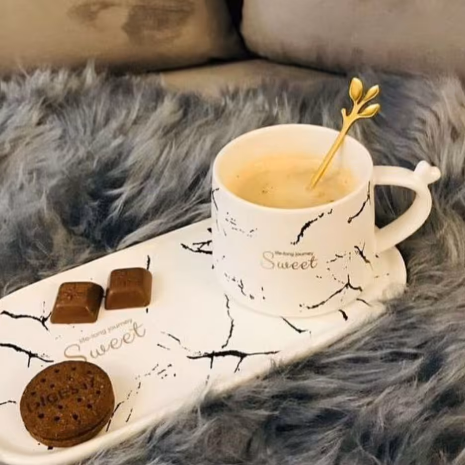 ماگ  بشقاب دار طرح ماربل