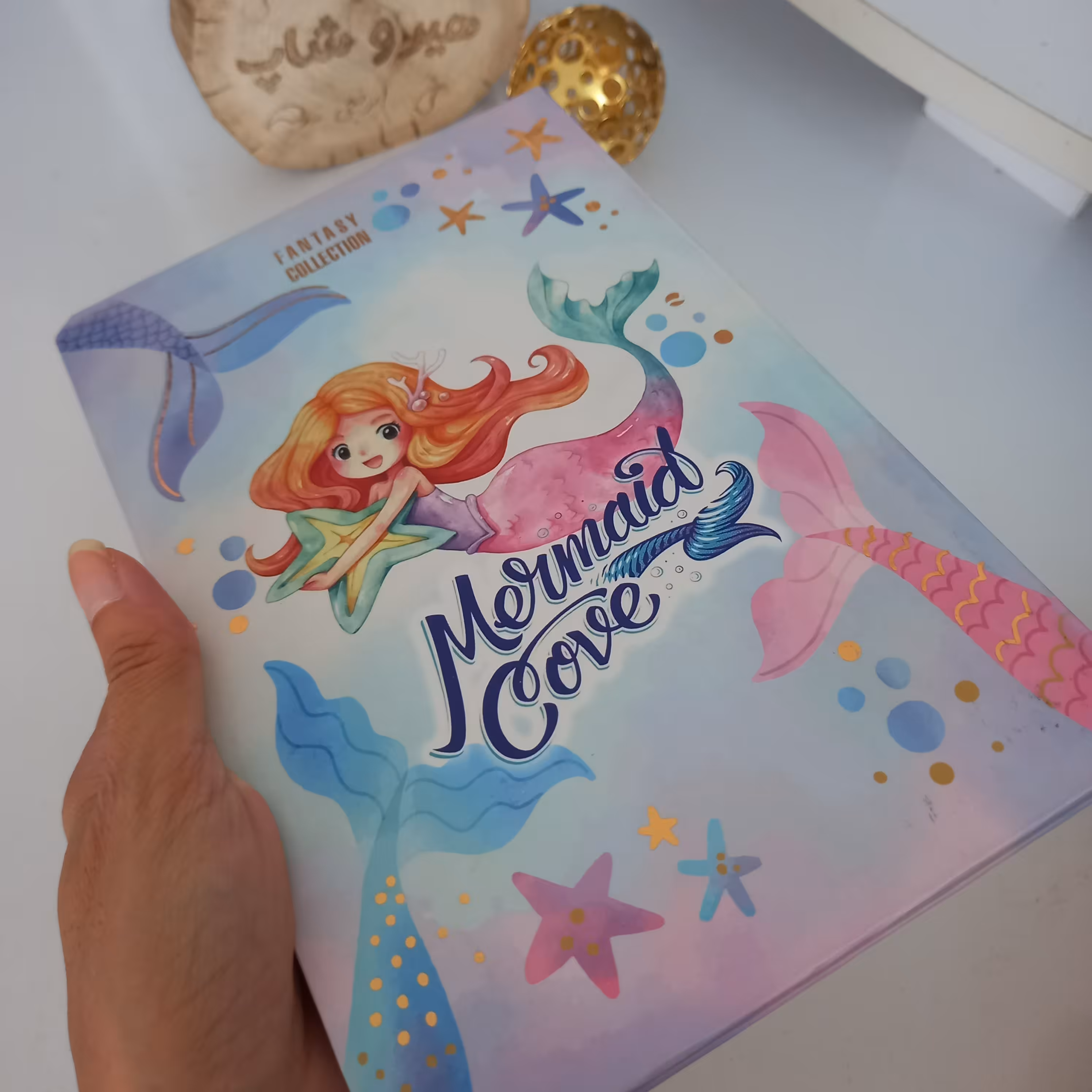 دفتر جلد سخت طلاکوب پری دریایی 