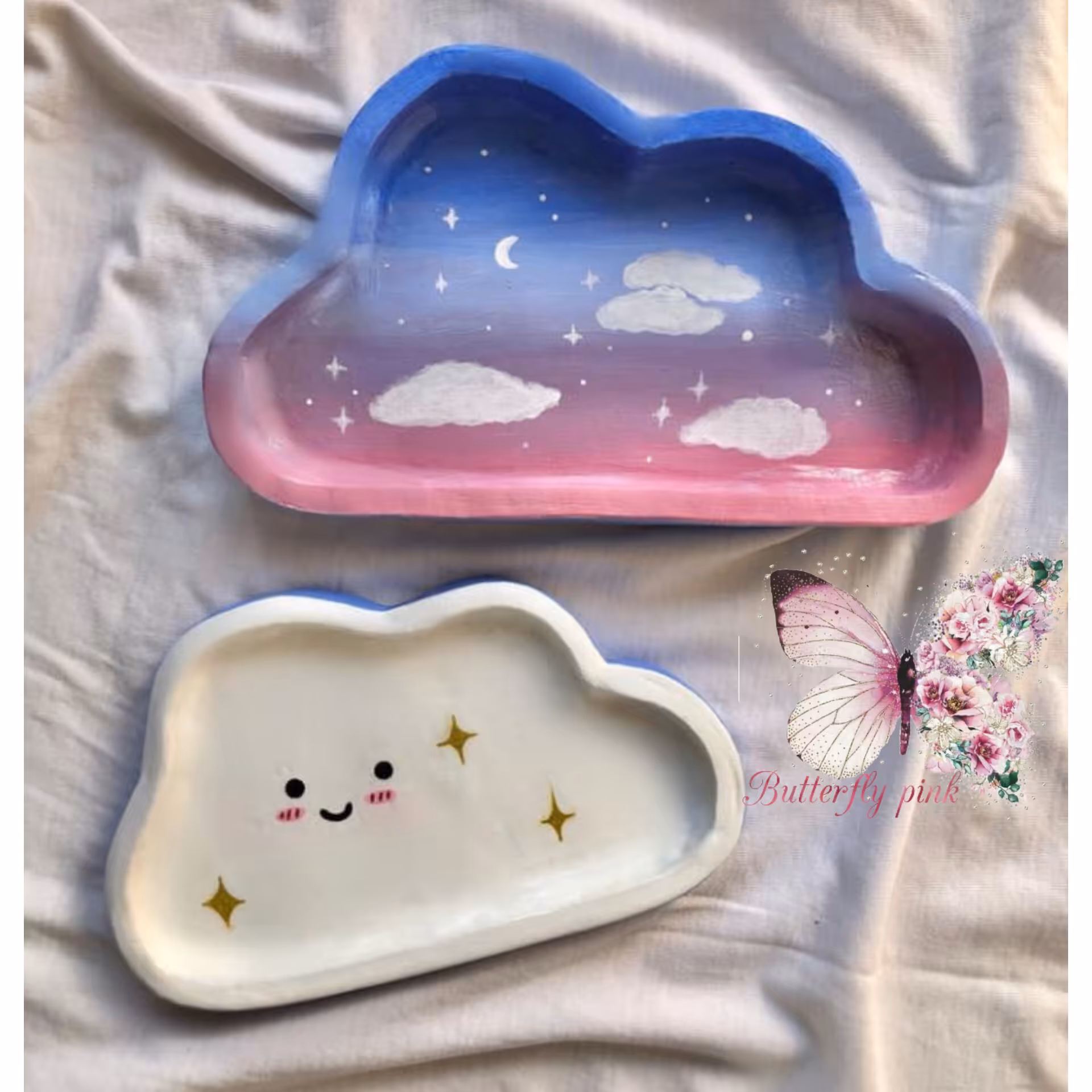 جاجواهری سرامیکی ترند و خاص طرح ابر،ابر سفید کیوت،ابر رنگی آسمانی بنفش فانتزی