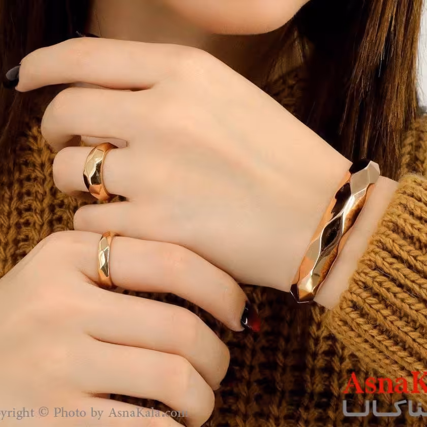 نیمست دستبند و انگشتر آینه ای ژوپینگ رنگ ثابت و ضدحساسیت