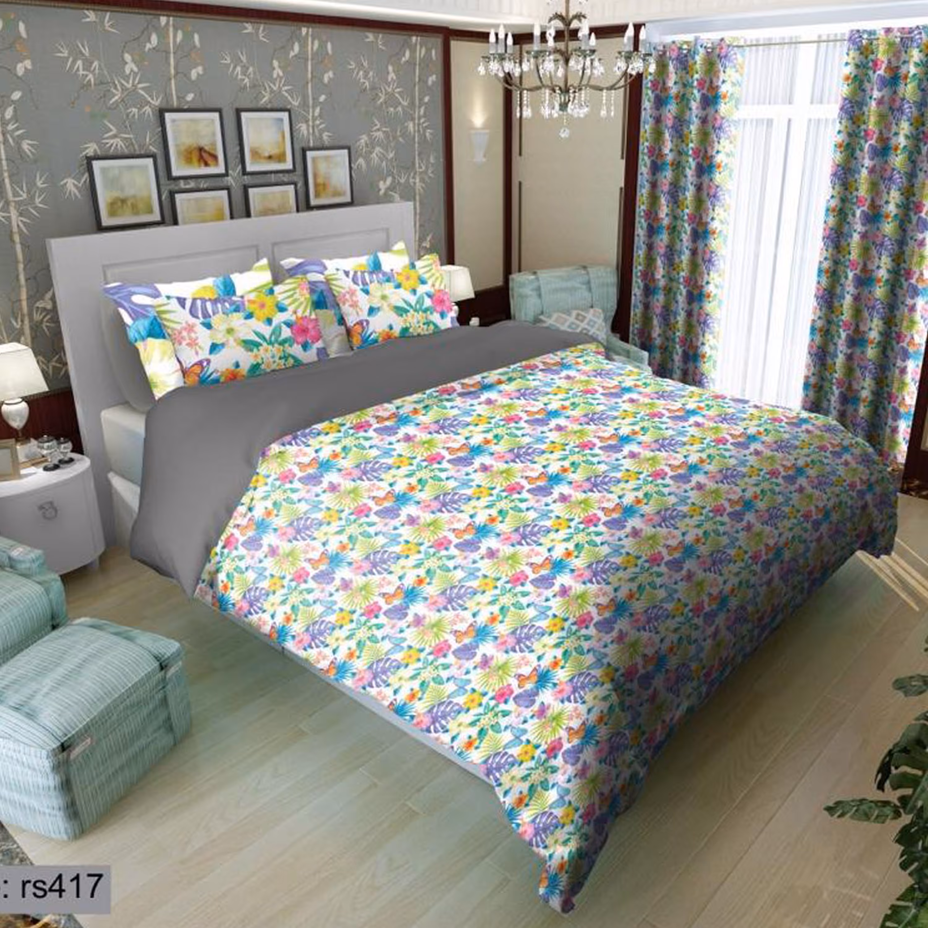 سرویس روتختی 1 نفره تنسل چاپی برندترک لند (Turk Land)  کد rs 417