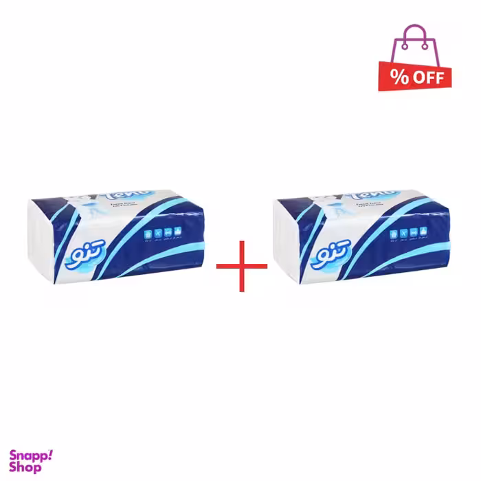 دستمال کاغذی نایلونی تنو (Teno) بسته 250 برگی مجموعه 2 عددی