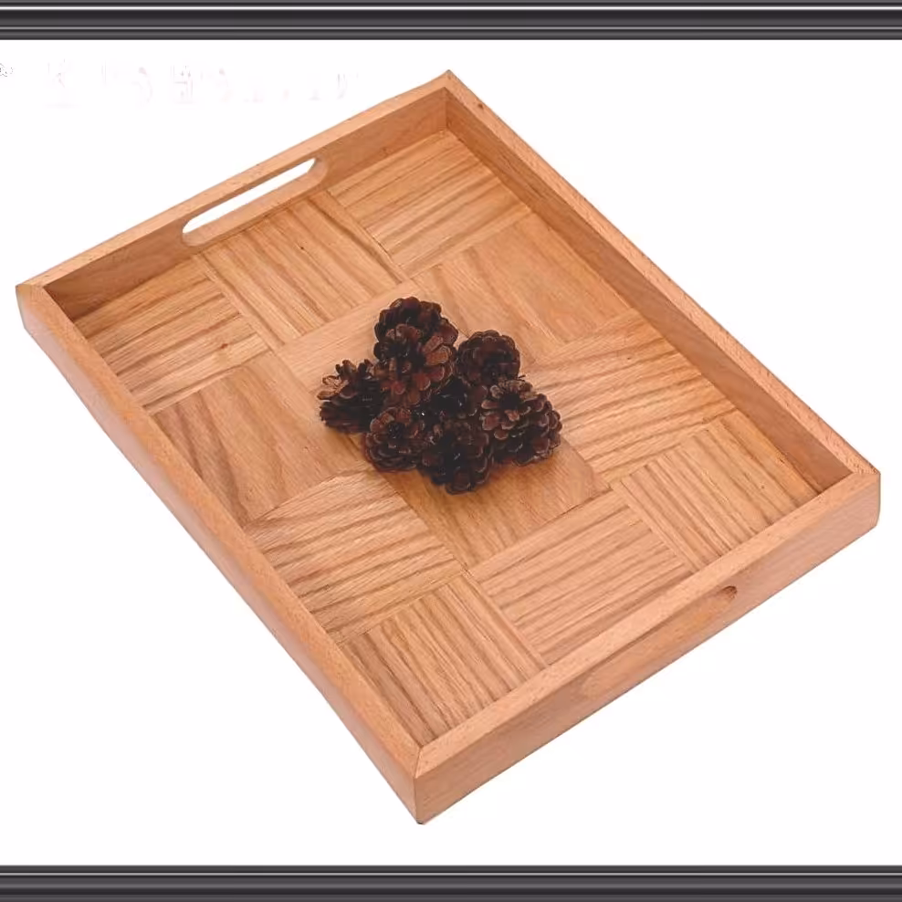 سینی چوبی مستطیل دسته دار 