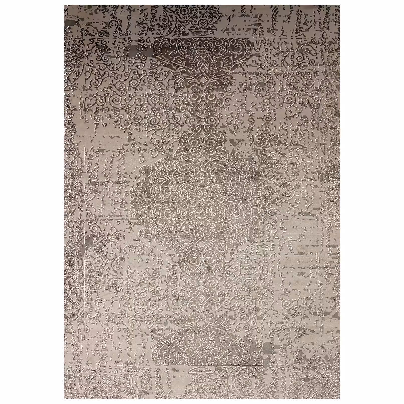 فرش ماشینی زانیس ارسال رایگان کد 2527مدرن طرح پتینه کرم  تک رو سایز 42x30 سانت