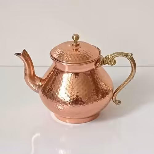 قوری مسی دسته برنجی طرح ترک نانو شده