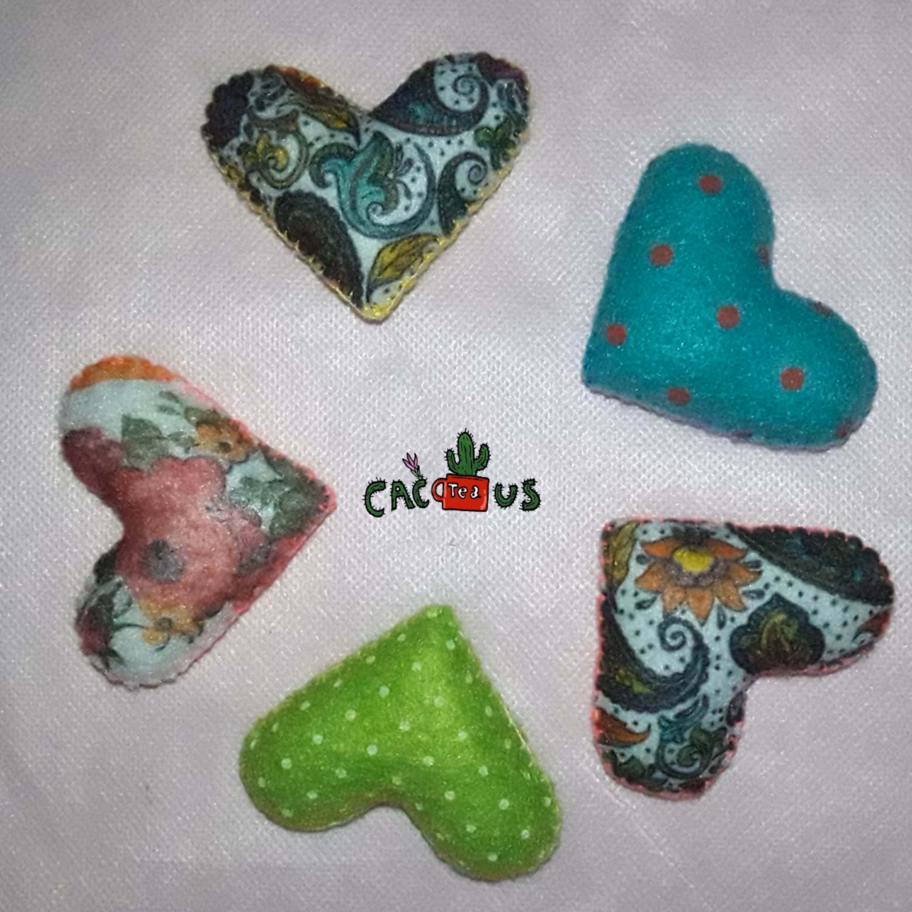 قلب نمدی 5 تایی رنگارنگ 4 سانتی مدل طرحدار