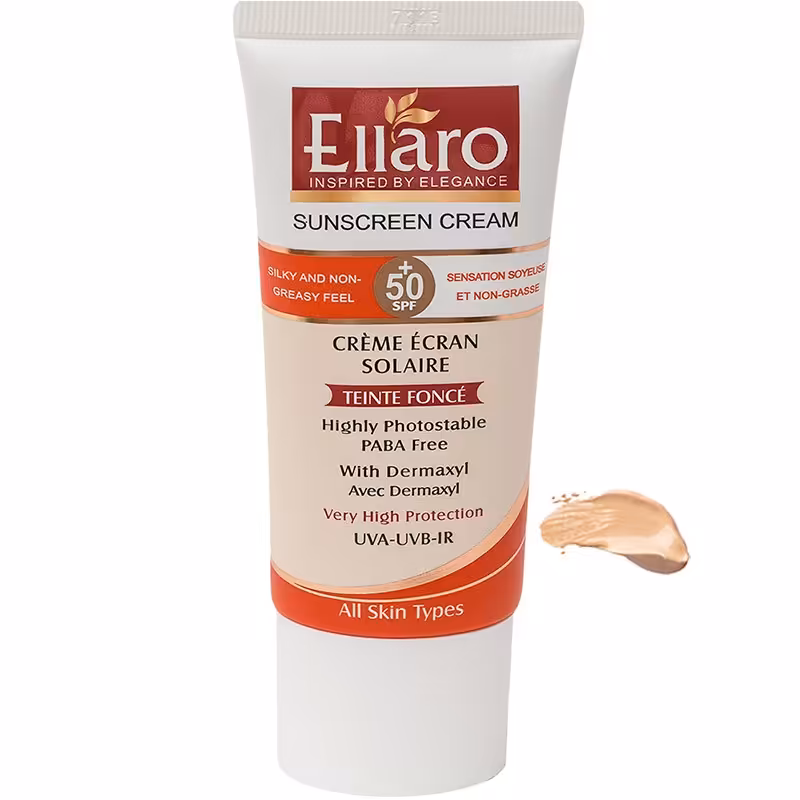 کرم ضد آفتاب SPF50 مناسب انواع پوست بژ طبیعی الارو 50 میل 