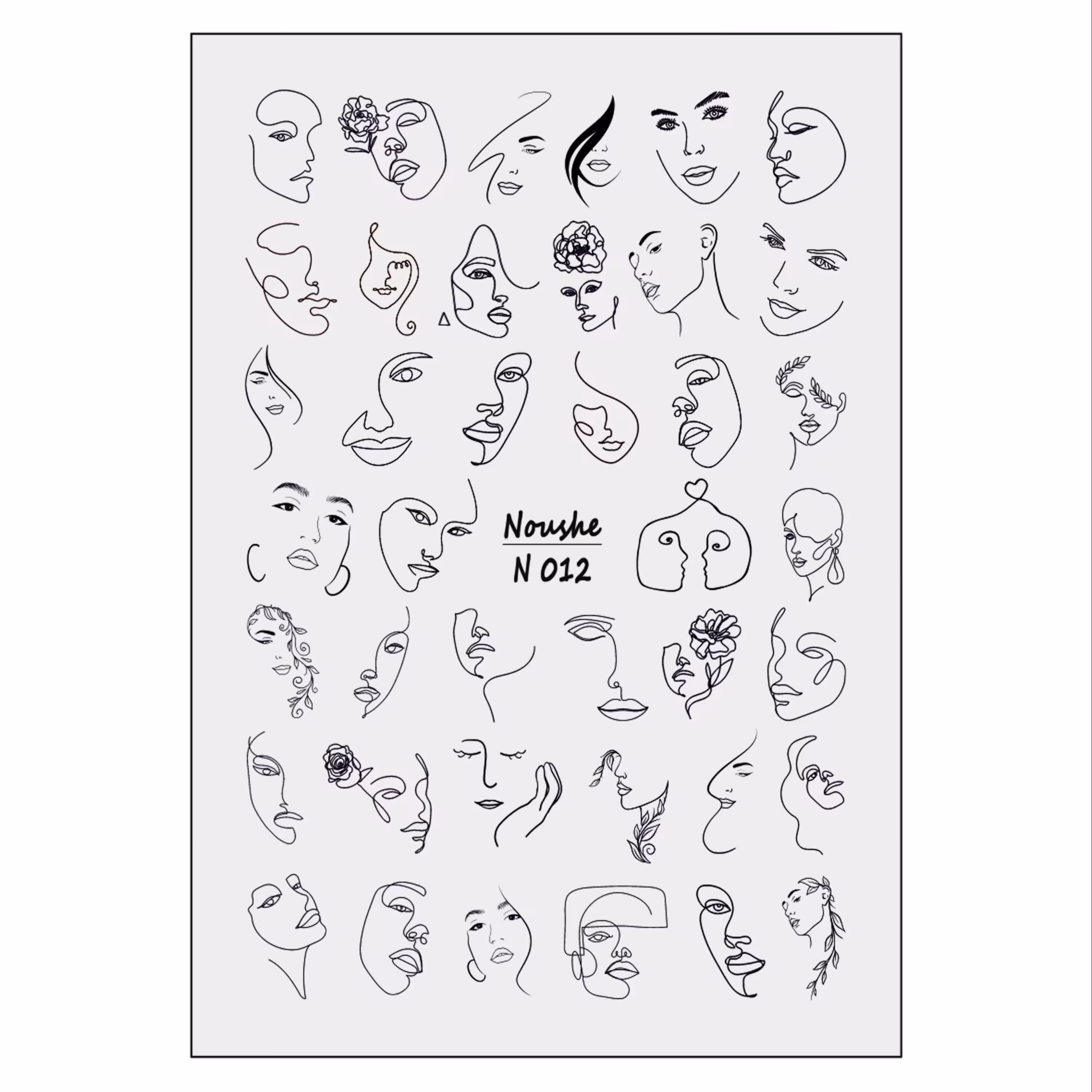 لنز ناخن نوشه مدل چهره کوبیسم کد N012