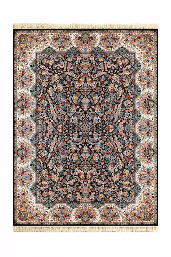 فرش رقص شکوفه ها رنگ سرمه ای