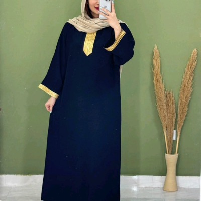 مانتو ساحلی پیراهنی زنانه نخی ساحلی مدل یقه طلایی