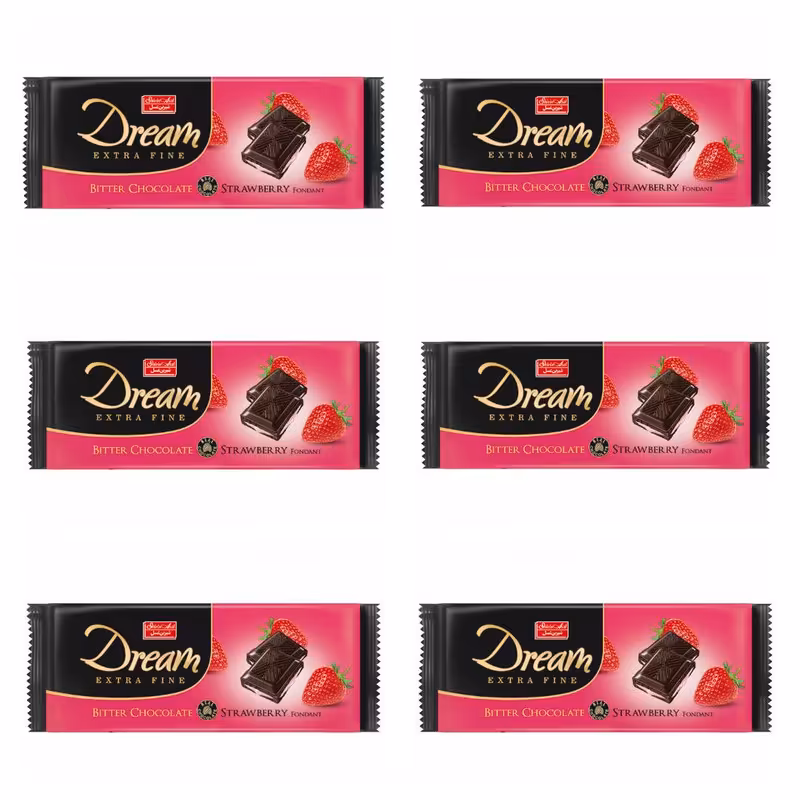 شکلات تلخ با فوندانت توت فرنگی دریم شیرین عسل- 100 گرم بسته 6 عددی
