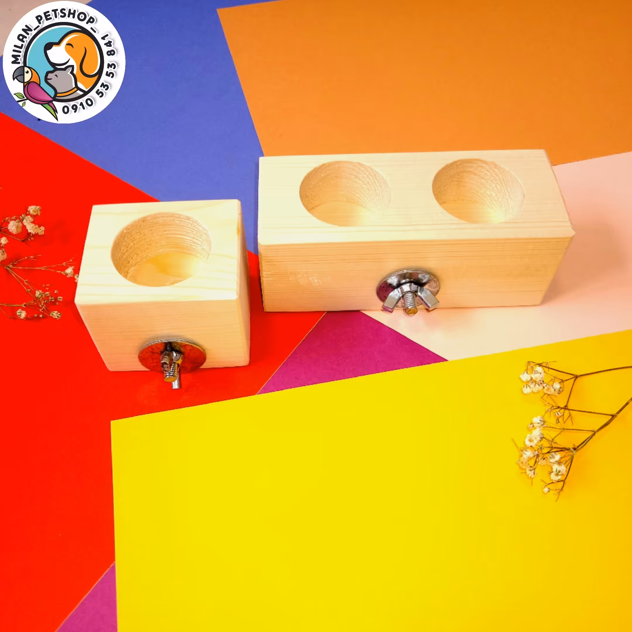 ظرف غذای چوبی پرندگان