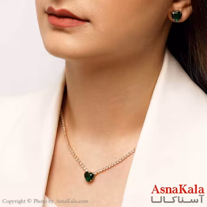  نیم ست مجلسی زنانه وای اس ایکس مدل نگین سبز کد NIM1437W