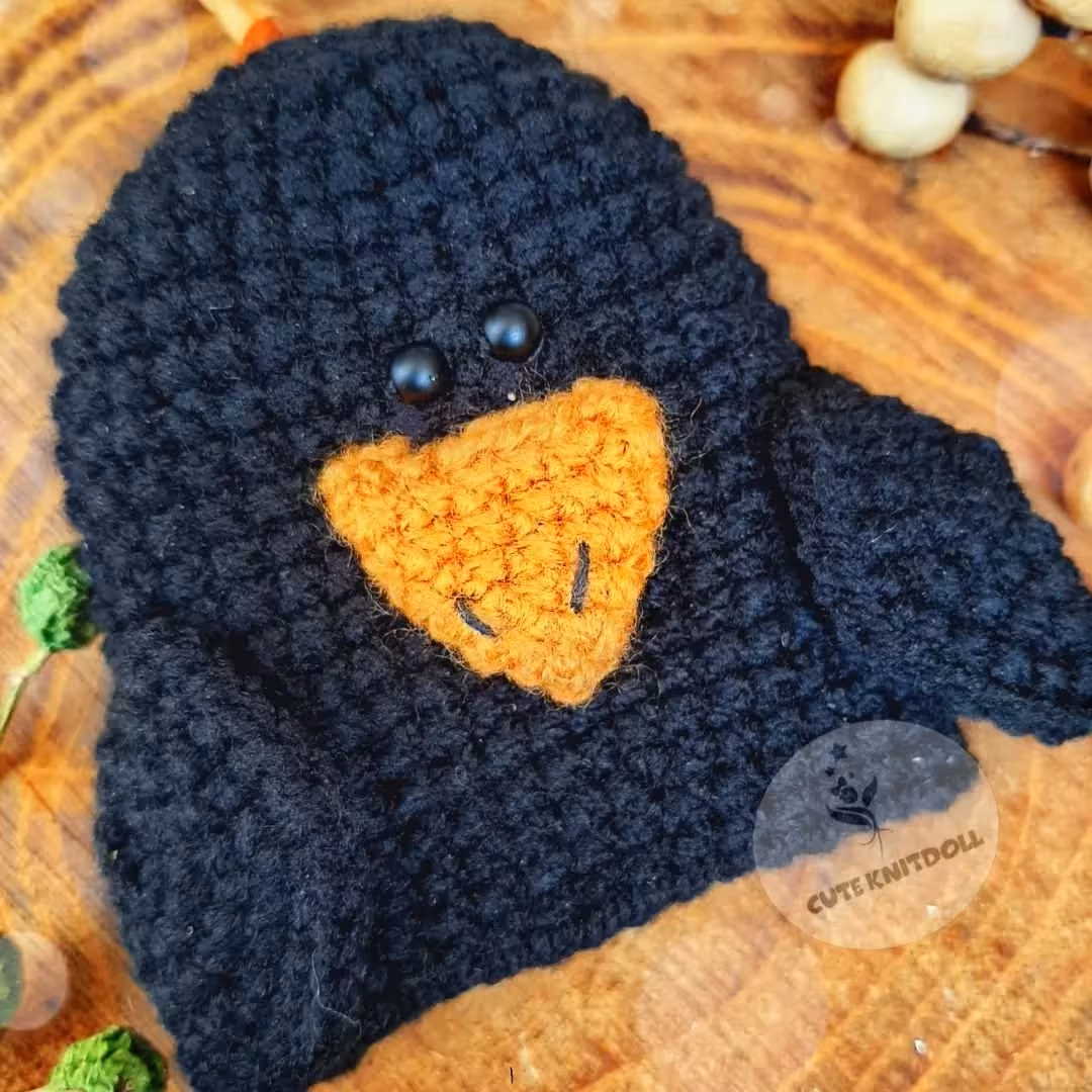 کاور کلید و سر کلیدی دست ساز بافتنی کلاغ سیاه بامزه