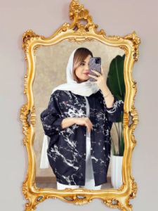 پانچو زنانه داکرون مدل 53489 مانتو پانچو طرح دار
