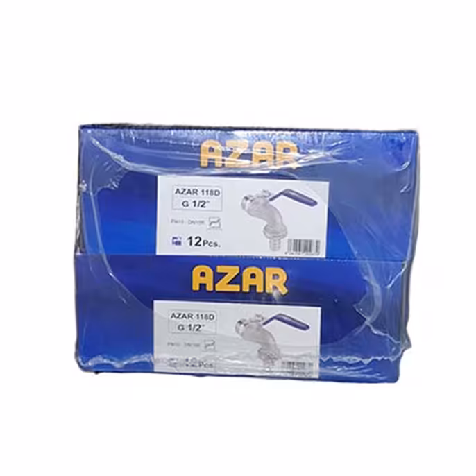 شیر شیلنگی دسته فلزی آذران 118 سایز یک دوم کارتن 72عددی،شیرالات