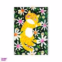 دفتر مشق 100 برگ بامبیلیپ طرح گربه خوشحال در میان گل ها کد 3553979