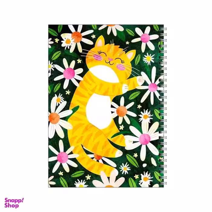 دفتر مشق 100 برگ بامبیلیپ طرح گربه خوشحال در میان گل ها کد 3553979