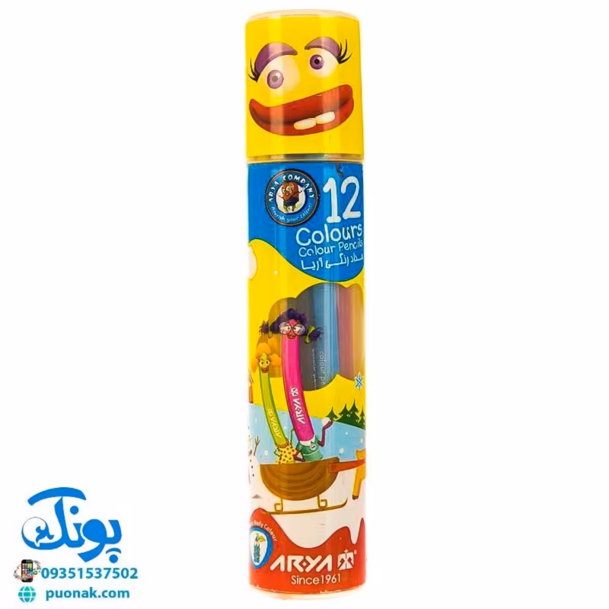 مداد رنگی 12 رنگ آریا استوانه ای